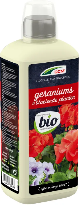 DCM Vloeibare Plantenvoeding Geraniums & Bloeiende Planten 0,8 L BIO