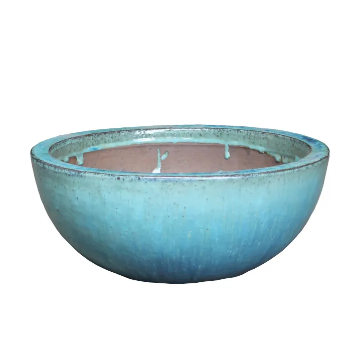 Glazed ronde schaal d29cm h12cm ocean blue