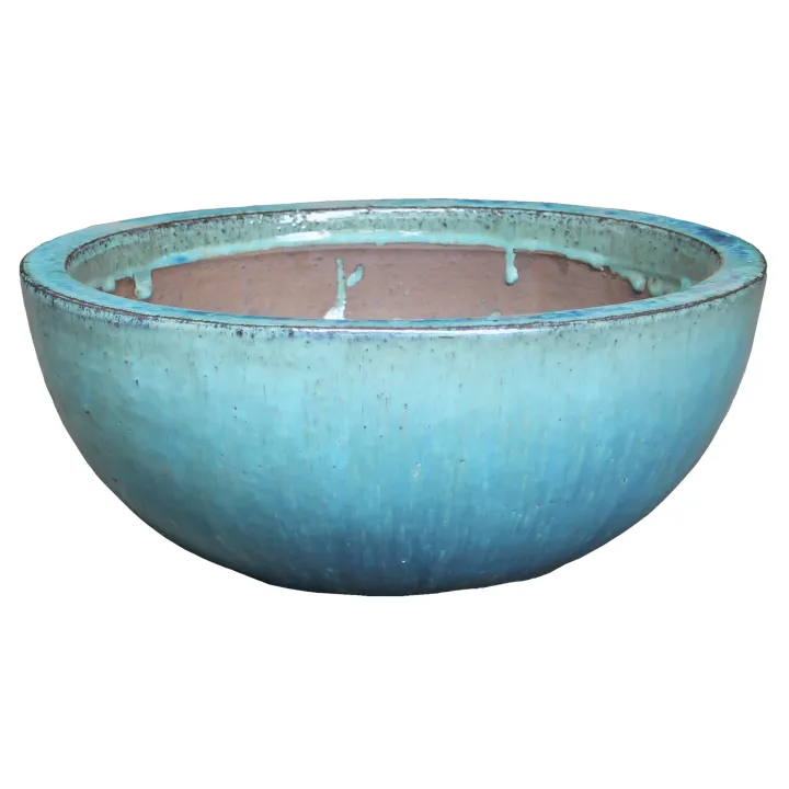 Glazed ronde schaal d36cm h16cm ocean blue