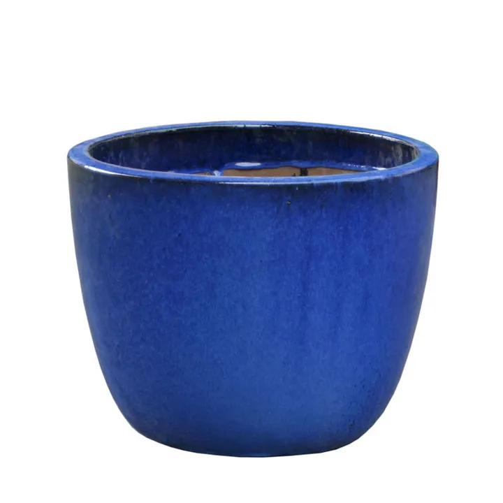 Glazed eggpot d30cm h24cm blue