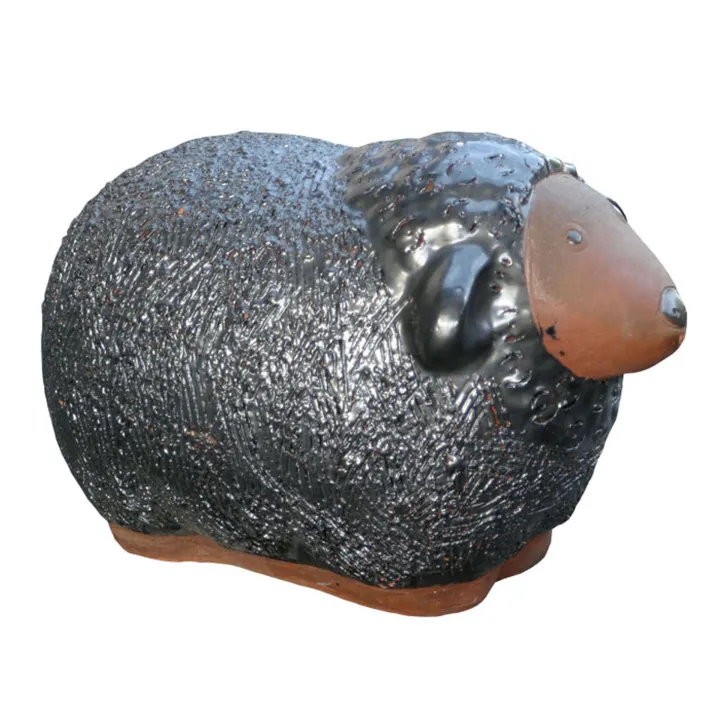 Deco verglaasd schaap l35cm w21cm h23cm antra