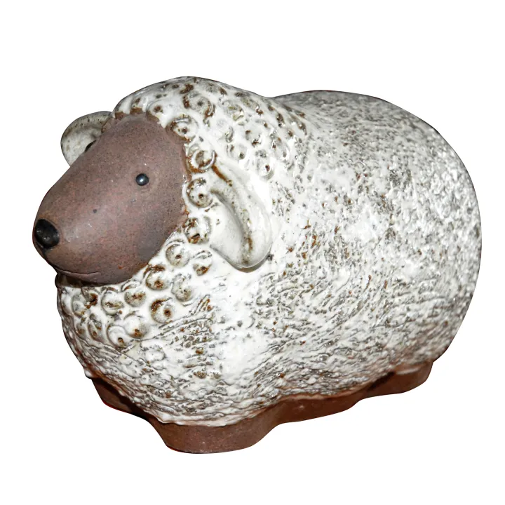 Deco verglaasd schaap l24cm w16cm h16cm wit