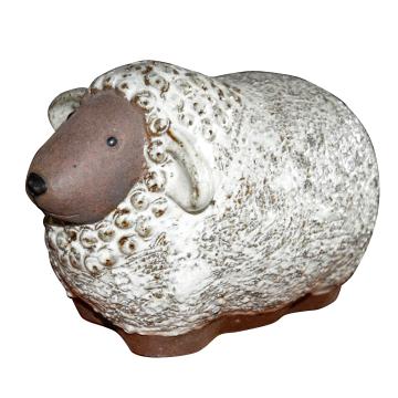 Deco verglaasd schaap l24cm w16cm h16cm wit